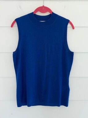 Boss Hugo Boss Merino Superfine 100% Virgin Wool Sleeveless Top Blue Large